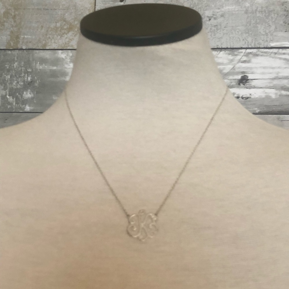925 Silver K Initial Monogram Calligraphy Necklace - image 5